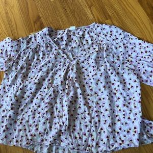 H&M Printed Short-Sleeve V-Neck Top